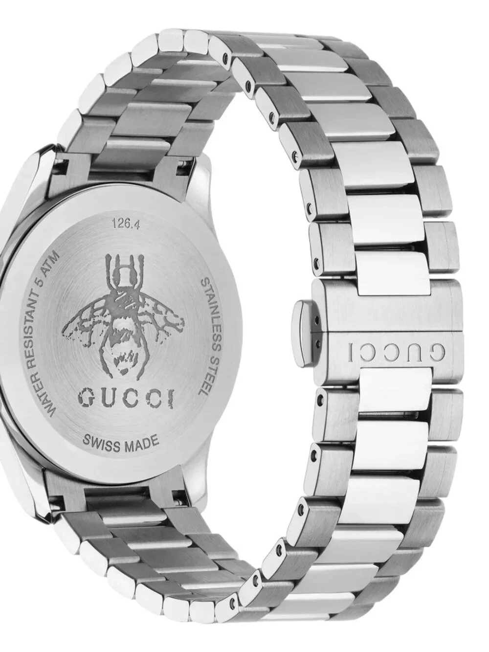 GUCCI WATCH YA1264029A STAINLESS STEEL BRACELET BLACK DIAL 38mm
